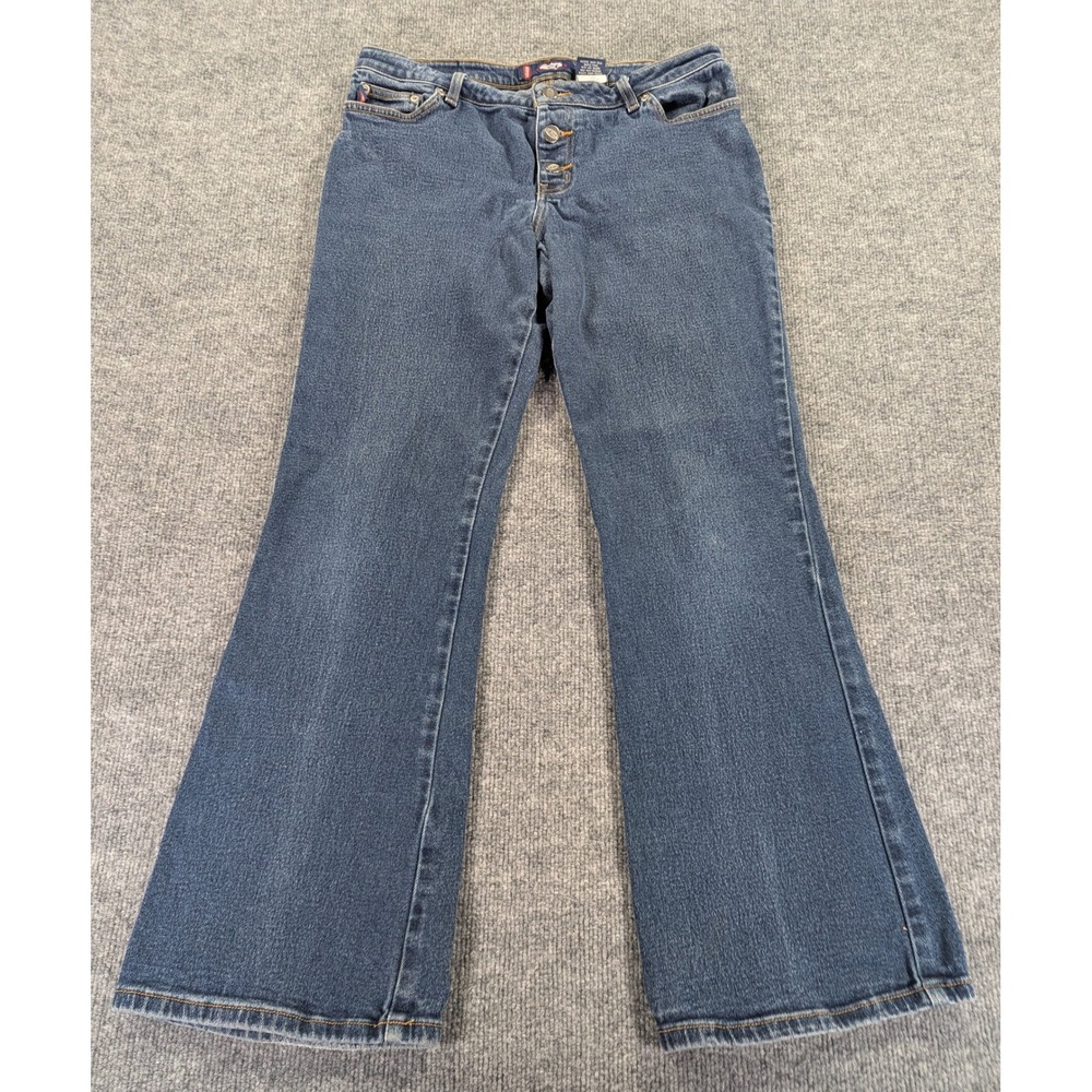 Bongo Blue Rinse Extreme Low Waist Flare Leg Button Fly Jeans Size 11 Vintage